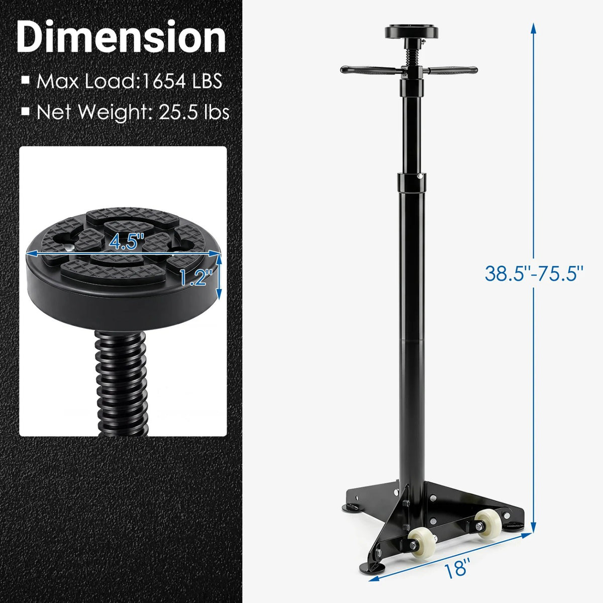 Underhoist Support Stand for Vehicle Components Support-Black view 4