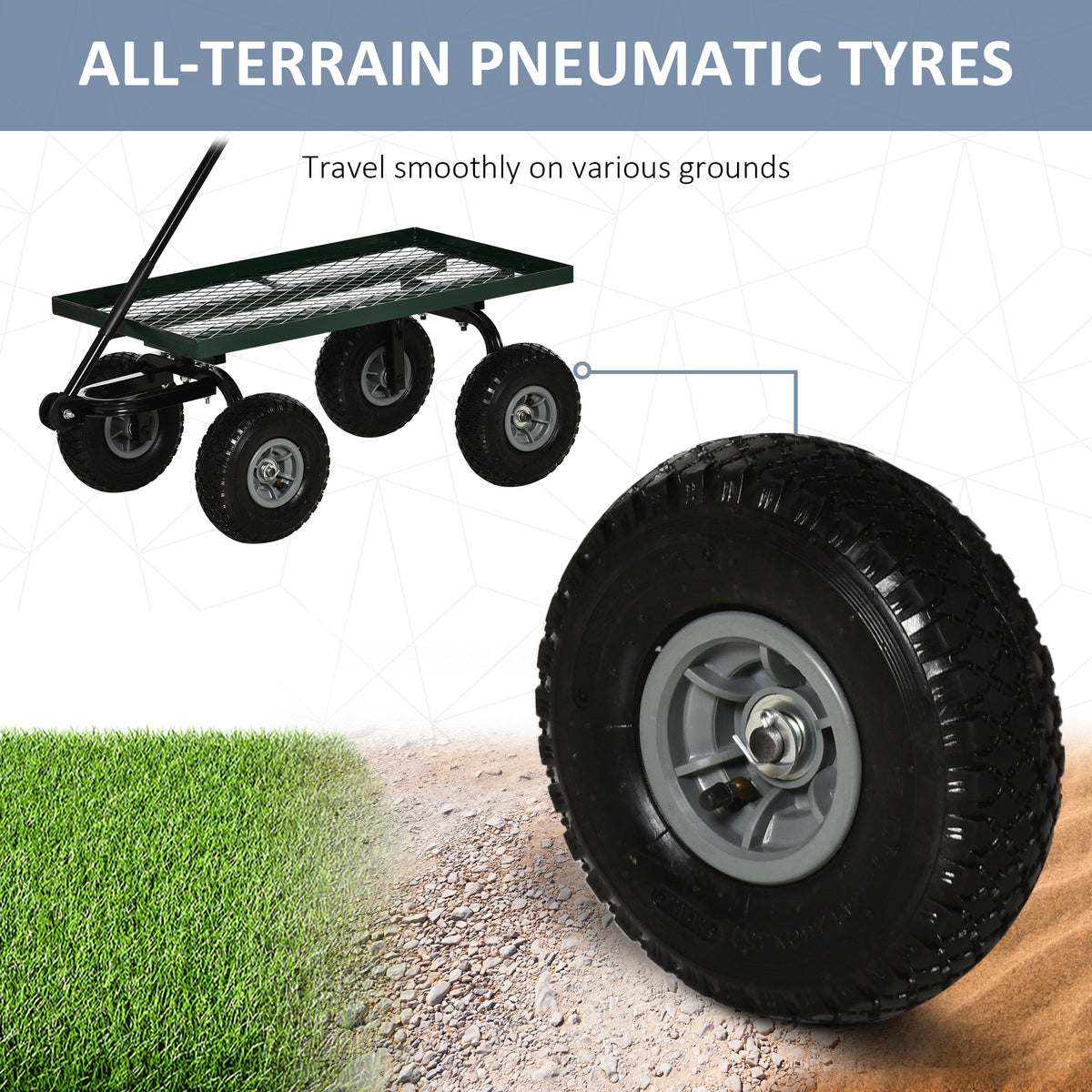 Heavy Duty Garden Wagon Cart with 10" Wheels, 330 lbs Capacity, for Garden, Beach, Lawn, Black – view 4
