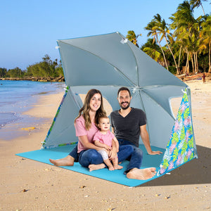 UPF50+ Sun Protection Beach Umbrella Tent with Portable Carrying Bag-Blue view 2