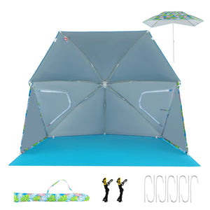 UPF50+ Sun Protection Beach Umbrella Tent with Portable Carrying Bag-Blue view 7
