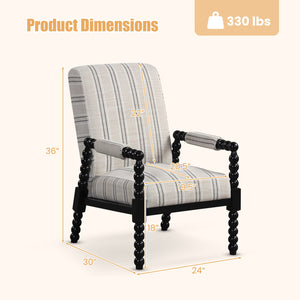 Upholstered Accent Chair with Rubber Wood Frame for Living Room-Beige view 4