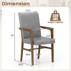 Upholstered Accent Chairs Set of 2 with High Back and Solid Wooden Frame-Gray view 4