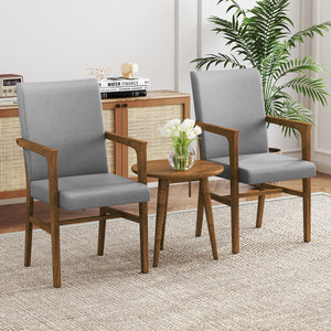 Upholstered Accent Chairs Set of 2 with High Back and Solid Wooden Frame-Gray view 5