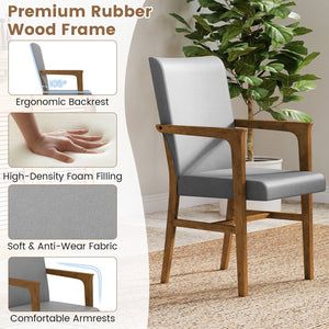 Upholstered Accent Chairs Set of 2 with High Back and Solid Wooden Frame-Gray view 9