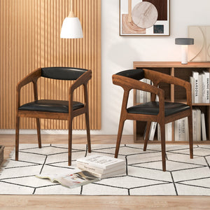 Upholstered Armchairs Set of 2 with Cozy Backrest and Padded Seat Cushion-Brown view 3