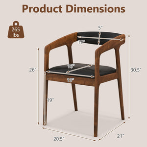 Upholstered Armchairs Set of 2 with Cozy Backrest and Padded Seat Cushion-Brown view 4