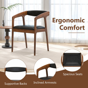 Upholstered Armchairs Set of 2 with Cozy Backrest and Padded Seat Cushion-Brown view 5