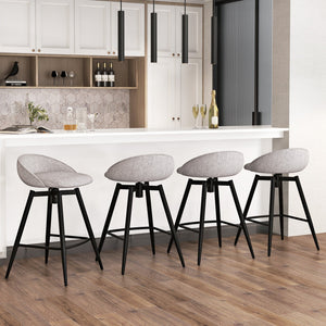 Upholstered Bar Stools Set of 2 with Footrest and Backrest-Gray view 3