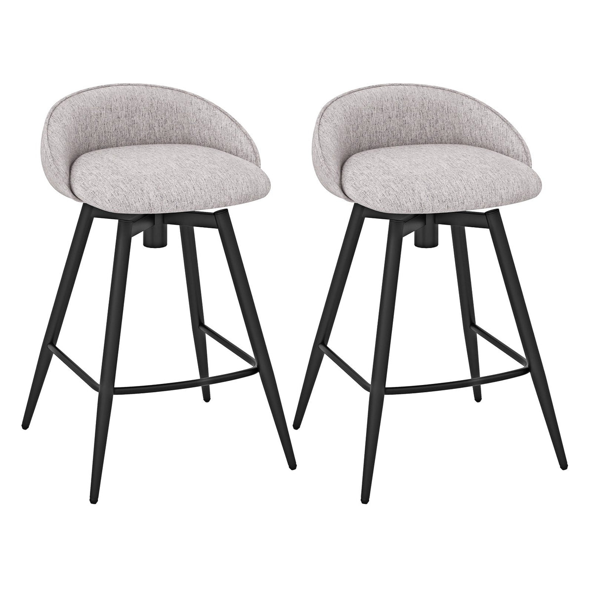 Upholstered Bar Stools Set of 2 with Footrest and Backrest-Gray view 4
