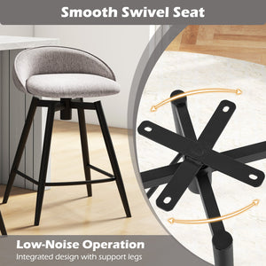 Upholstered Bar Stools Set of 2 with Footrest and Backrest-Gray view 8
