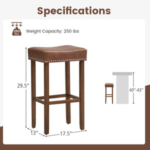 Upholstered Bar Stools Set of 2 with Footrests for Counter-Brown view 5