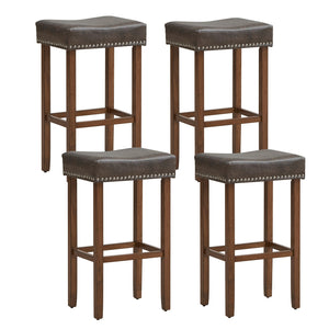Upholstered Bar Stools Set of 2 with Footrests for Counter-Gray view 4