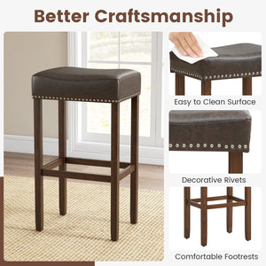Upholstered Bar Stools Set of 2 with Footrests for Counter-Gray view 9