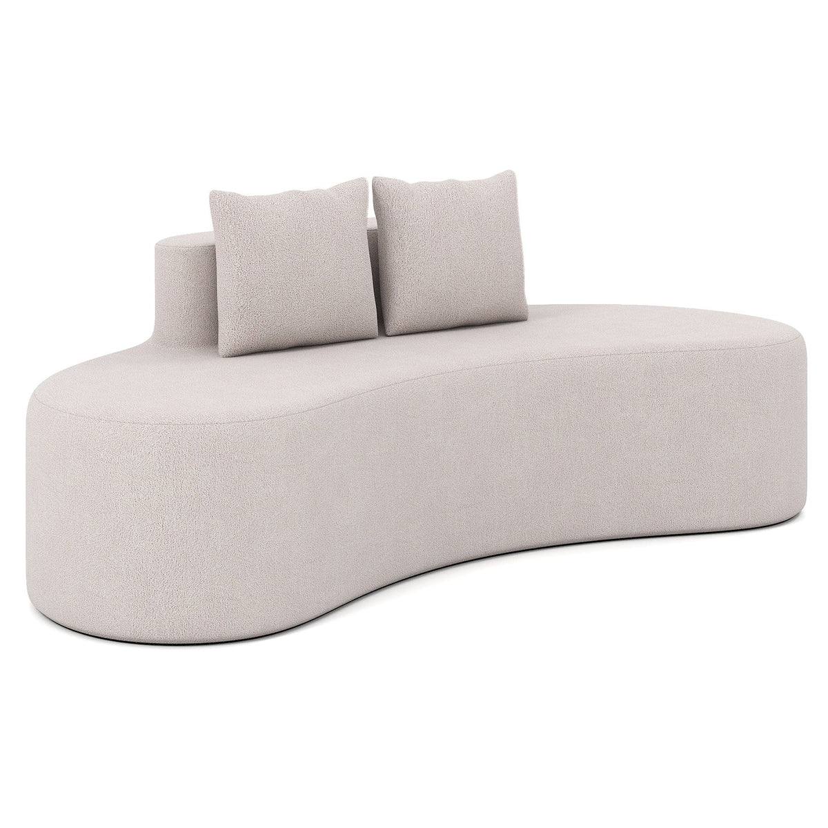 Upholstered Curved Sofa with 2 Cozy Pillows-Gray