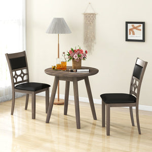 Upholstered Dining Chair Set of 2 with Padded Backrest and Seat-Gray view 2