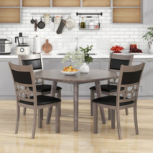 Upholstered Dining Chair Set of 2 with Padded Backrest and Seat-Gray view 3
