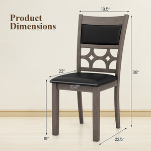 Upholstered Dining Chair Set of 2 with Padded Backrest and Seat-Gray view 4