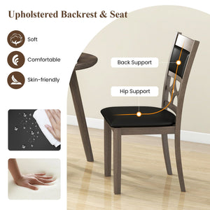 Upholstered Dining Chair Set of 2 with Padded Backrest and Seat-Gray view 5