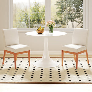 Upholstered Dining Chairs Set of 2 Kitchen Armless Side Chairs with Rubber Wood Legs-Beige view 2