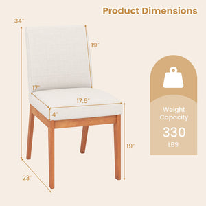 Upholstered Dining Chairs Set of 2 Kitchen Armless Side Chairs with Rubber Wood Legs-Beige view 4