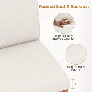 Upholstered Dining Chairs Set of 2 Kitchen Armless Side Chairs with Rubber Wood Legs-Beige view 6
