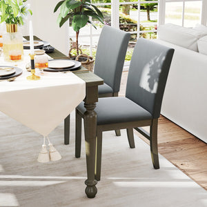 Upholstered Dining Chairs Set of 2 with Rubber Wood Legs and High Back-Gray view 2
