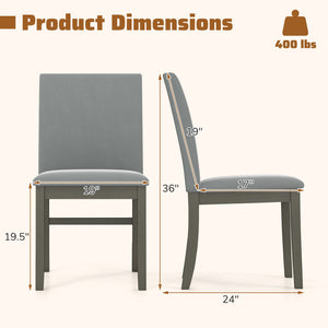Upholstered Dining Chairs Set of 2 with Rubber Wood Legs and High Back-Gray view 4