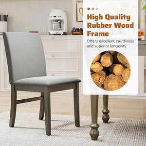 Upholstered Dining Chairs Set of 2 with Rubber Wood Legs and High Back-Gray view 5