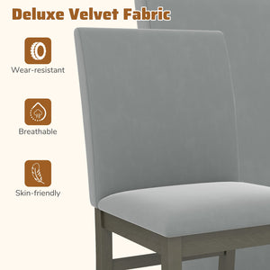 Upholstered Dining Chairs Set of 2 with Rubber Wood Legs and High Back-Gray view 6
