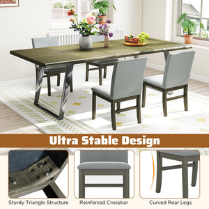 Upholstered Dining Chairs Set of 2 with Rubber Wood Legs and High Back-Gray view 8