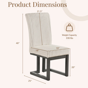 Upholstered Dining Chairs Set of 2 with Rubber Wood Legs and Padded Seat for Dining Room-Beige view 4