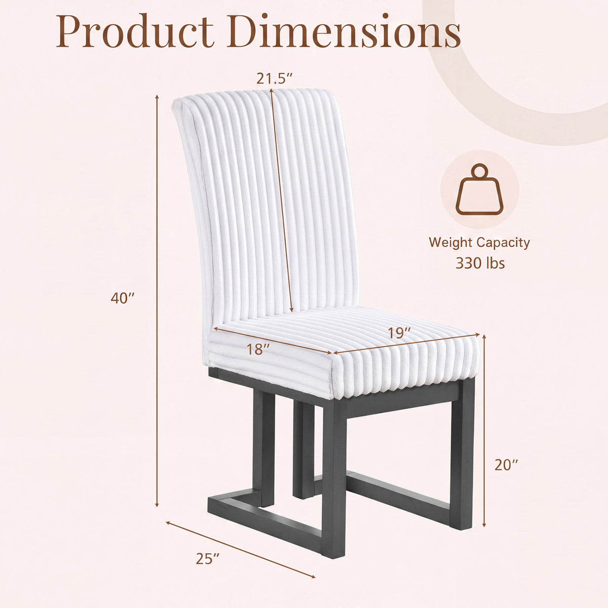 Upholstered Dining Chairs Set of 2 with Rubber Wood Legs and Padded Seat for Dining Room-White view 4