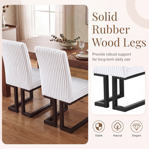 Upholstered Dining Chairs Set of 2 with Rubber Wood Legs and Padded Seat for Dining Room-White view 5