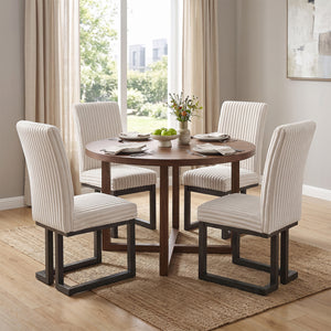 Upholstered Dining Chairs Set of 4 with Rubber Wood Legs and Padded Seat for Dining Room-Beige view 2