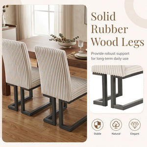 Upholstered Dining Chairs Set of 4 with Rubber Wood Legs and Padded Seat for Dining Room-Beige view 4