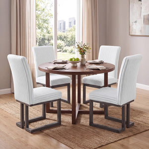 Upholstered Dining Chairs Set of 4 with Rubber Wood Legs and Padded Seat for Dining Room-White view 2
