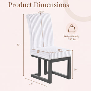 Upholstered Dining Chairs Set of 4 with Rubber Wood Legs and Padded Seat for Dining Room-White view 3
