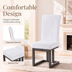 Upholstered Dining Chairs Set of 4 with Rubber Wood Legs and Padded Seat for Dining Room-White view 6