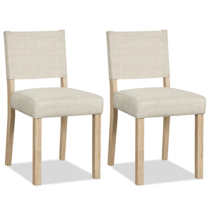 Upholstered Dining Chairs with Solid Rubber Wood Legs Set of 2-Beige