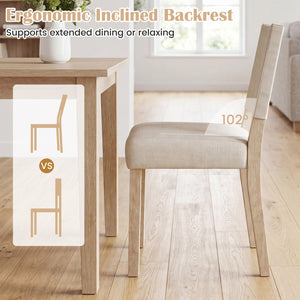 Upholstered Dining Chairs with Solid Rubber Wood Legs Set of 2-Beige view 6