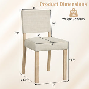 Upholstered Dining Chairs with Solid Rubber Wood Legs Set of 4-Beige view 3