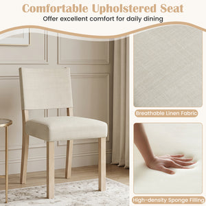 Upholstered Dining Chairs with Solid Rubber Wood Legs Set of 4-Beige view 4