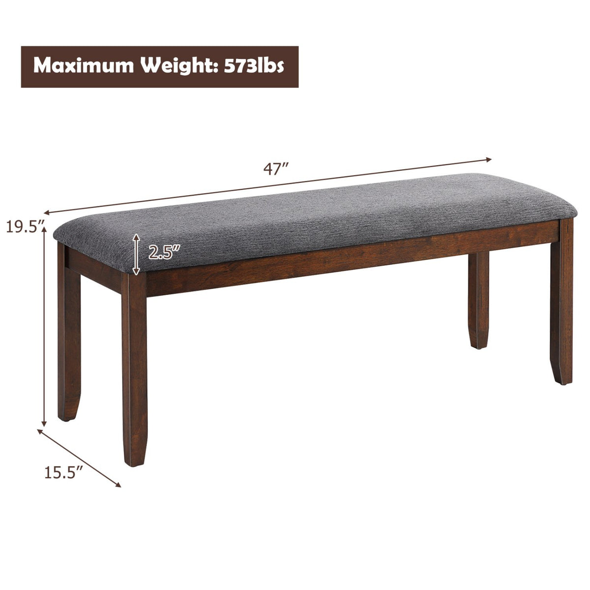 Upholstered Entryway Bench Footstool with Wood Legs view 5