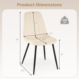 Upholstered Fabric Dining Chairs Set of 4 with Sturdy Metal Legs and Curved Backrest-Beige view 4