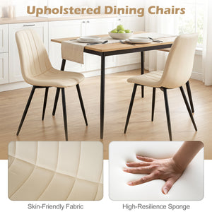 Upholstered Fabric Dining Chairs Set of 4 with Sturdy Metal Legs and Curved Backrest-Beige view 7