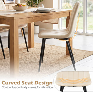 Upholstered Fabric Dining Chairs Set of 4 with Sturdy Metal Legs and Curved Backrest-Beige view 8