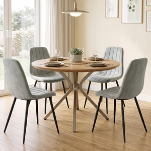 Upholstered Fabric Dining Chairs Set of 4 with Sturdy Metal Legs and Curved Backrest-Gray view 2