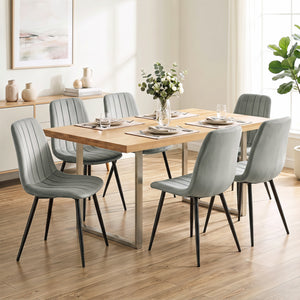 Upholstered Fabric Dining Chairs Set of 4 with Sturdy Metal Legs and Curved Backrest-Gray view 5