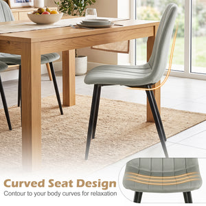 Upholstered Fabric Dining Chairs Set of 4 with Sturdy Metal Legs and Curved Backrest-Gray view 8