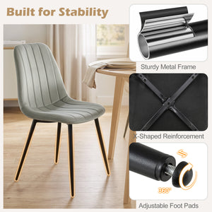 Upholstered Fabric Dining Chairs Set of 4 with Sturdy Metal Legs and Curved Backrest-Gray view 9